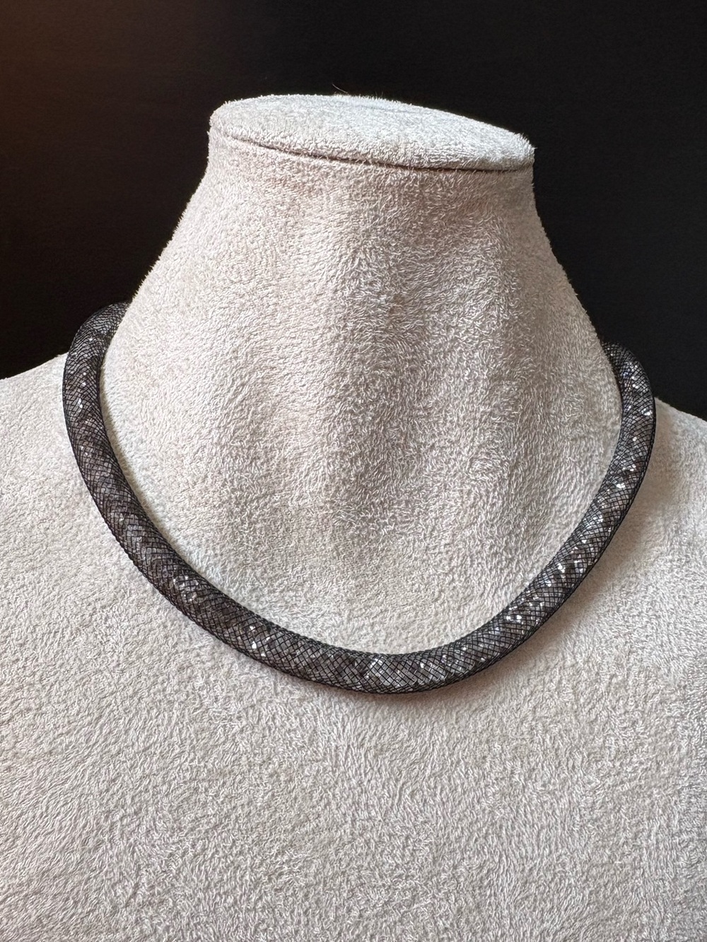Swarovski - Stardust Black Crystal Mesh Necklace or Double-wrap Bracelet